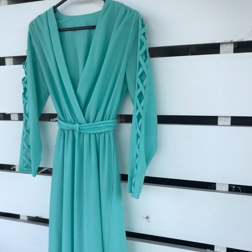 VTG 60s 70s retro handmade one of a kind maxi dress with arm cutouts - Picture 6 of 10